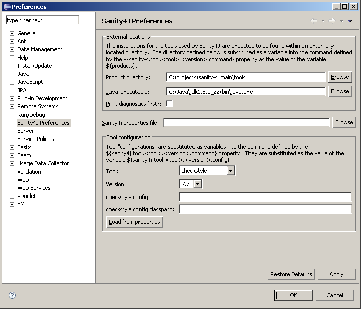 Eclipse screenshot showing the Eclipse Preferences.
